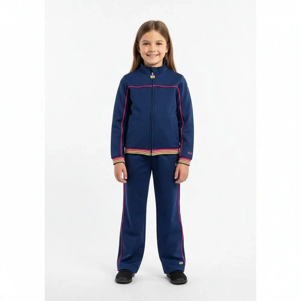 Gap Rainbow Tracksuit Set Girls 8 Navy Blue Winter Warm Cozy Jacket Pants Outfit